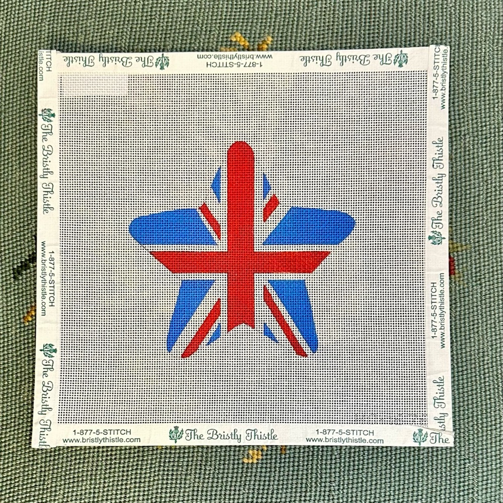 Raymond Crawford Designs Hand painted Needlepoint Union Jack Star